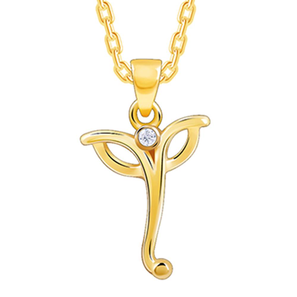 925 Silver Golden Ganesha Trunk Pendant With Link Chain : PD02899