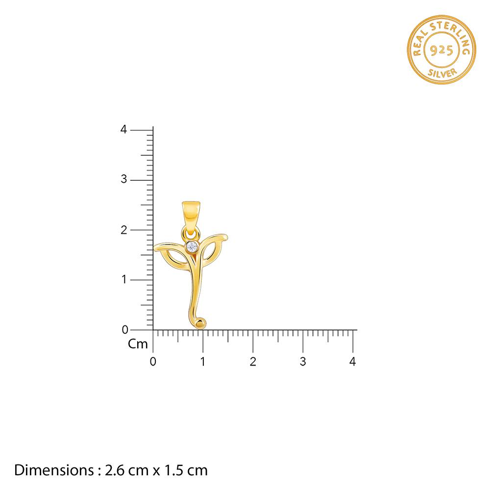 925 Silver Golden Ganesha Trunk Pendant With Link Chain : PD02899