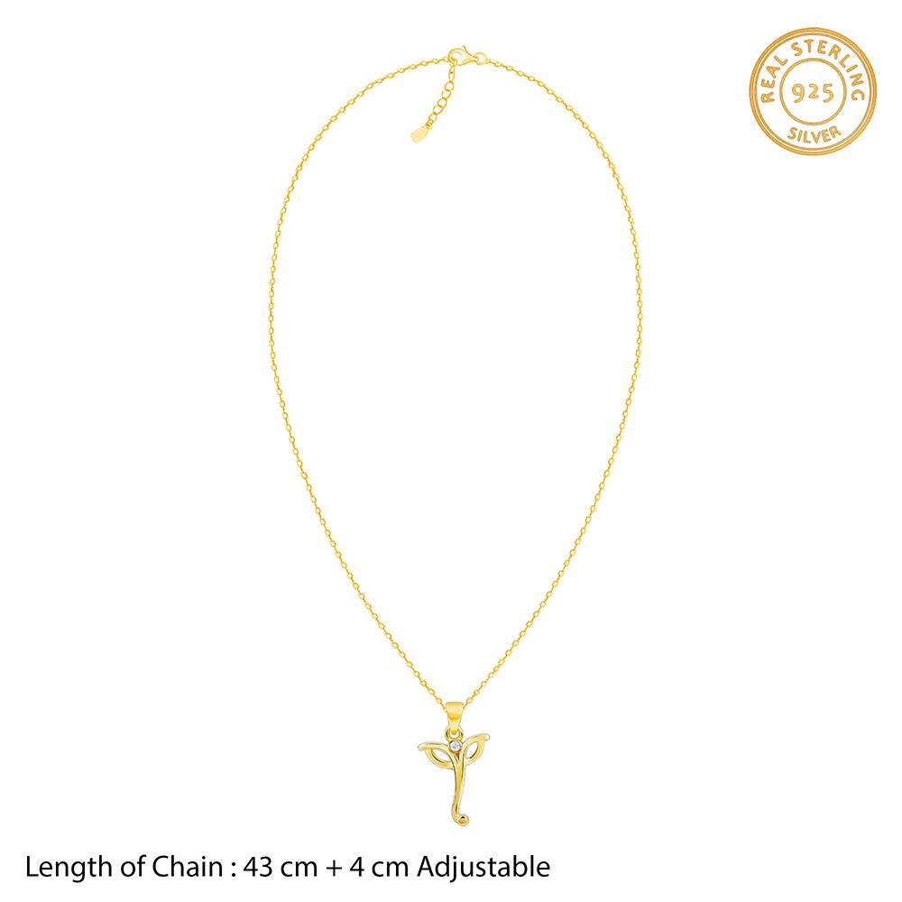 925 Silver Golden Ganesha Trunk Pendant With Link Chain : PD02899