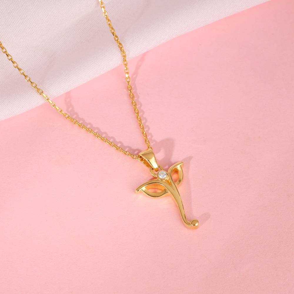 925 Silver Golden Ganesha Trunk Pendant With Link Chain : PD02899