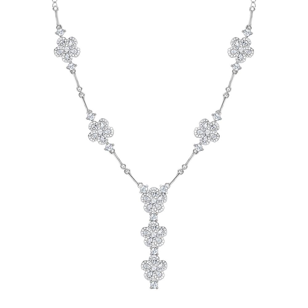 925 Silver Floral Flush Necklace : PD02904