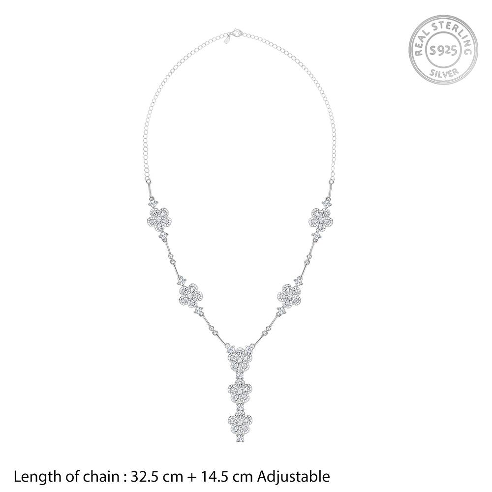 925 Silver Floral Flush Necklace : PD02904
