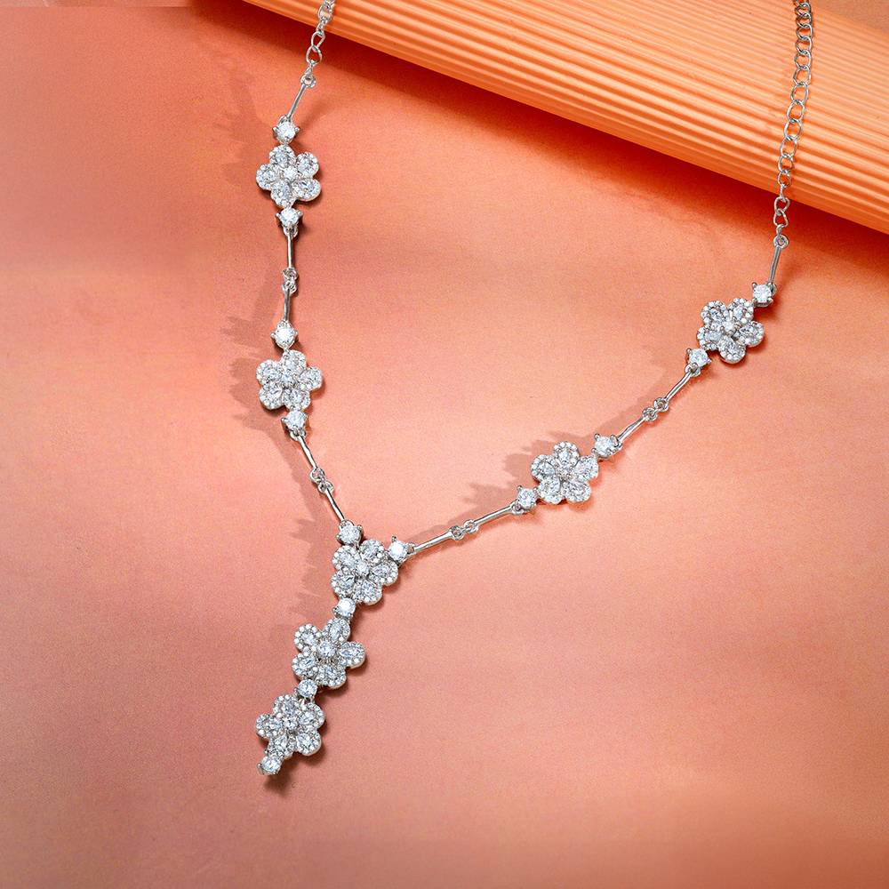 925 Silver Floral Flush Necklace : PD02904