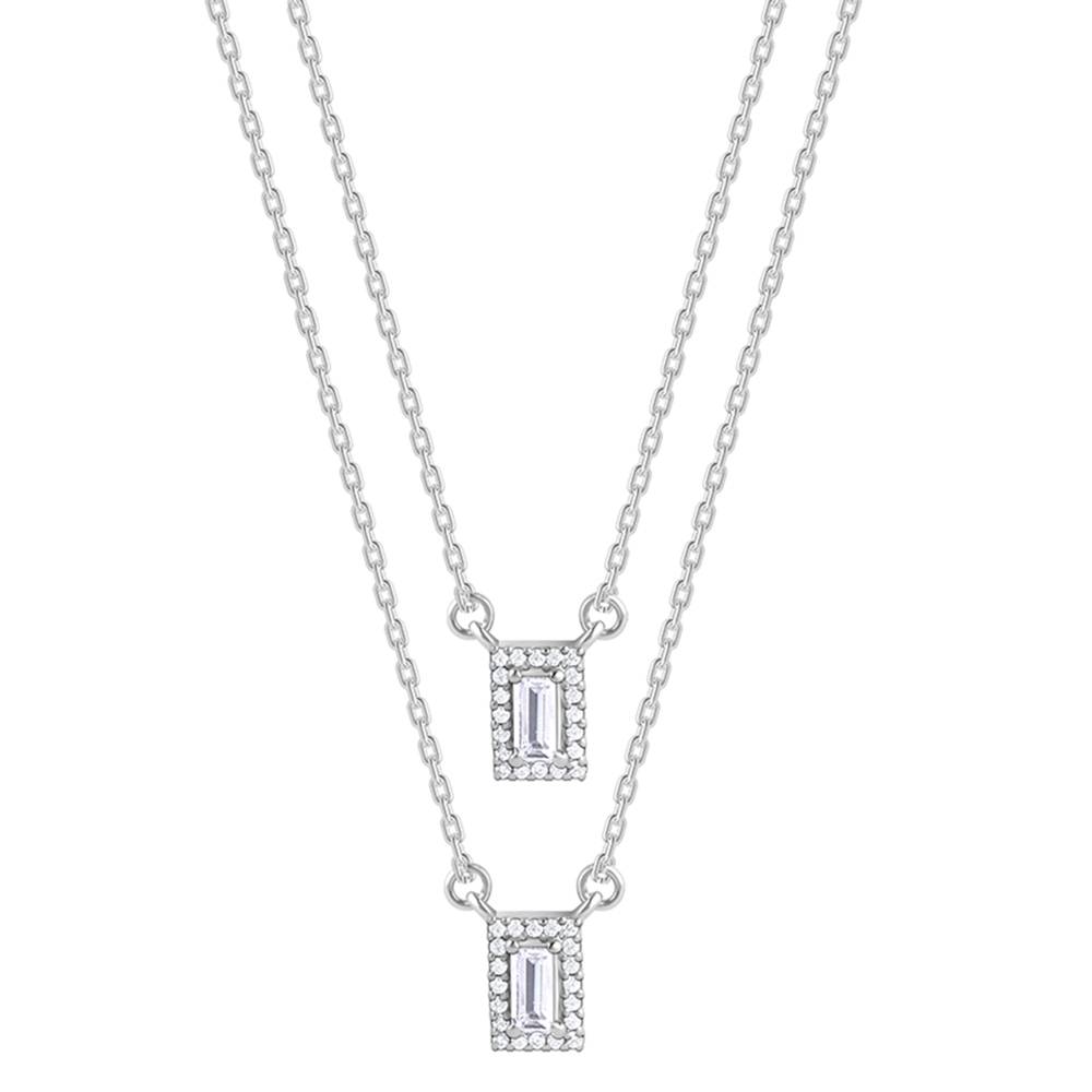 Silver Radiant Baguette Necklace : PD02910