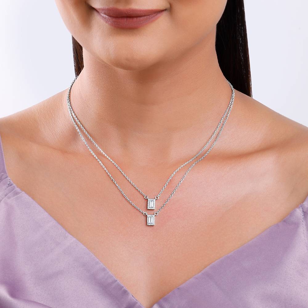Silver Radiant Baguette Necklace : PD02910