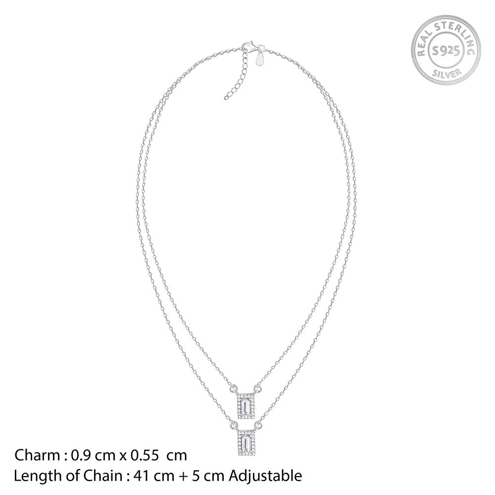 Silver Radiant Baguette Necklace : PD02910