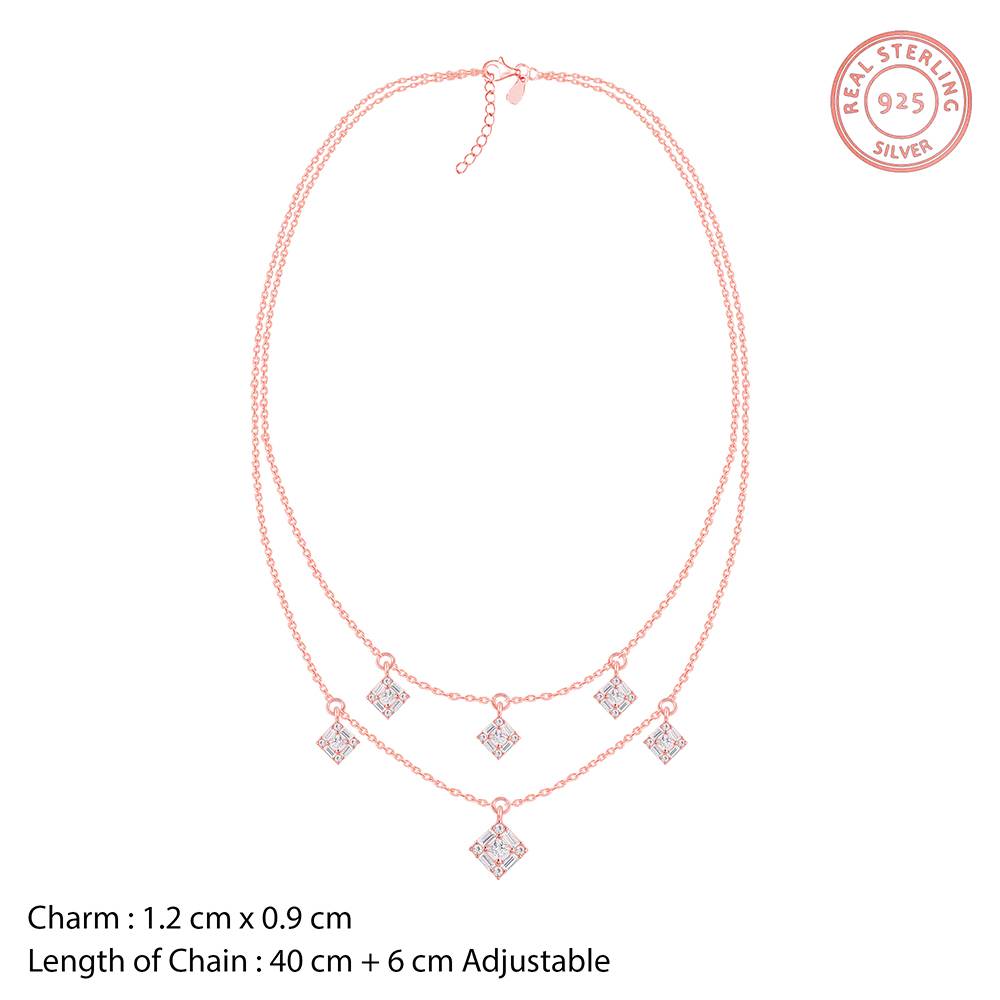 Giva 925 Silver Rose Gold Double Layer Necklace : PD02927