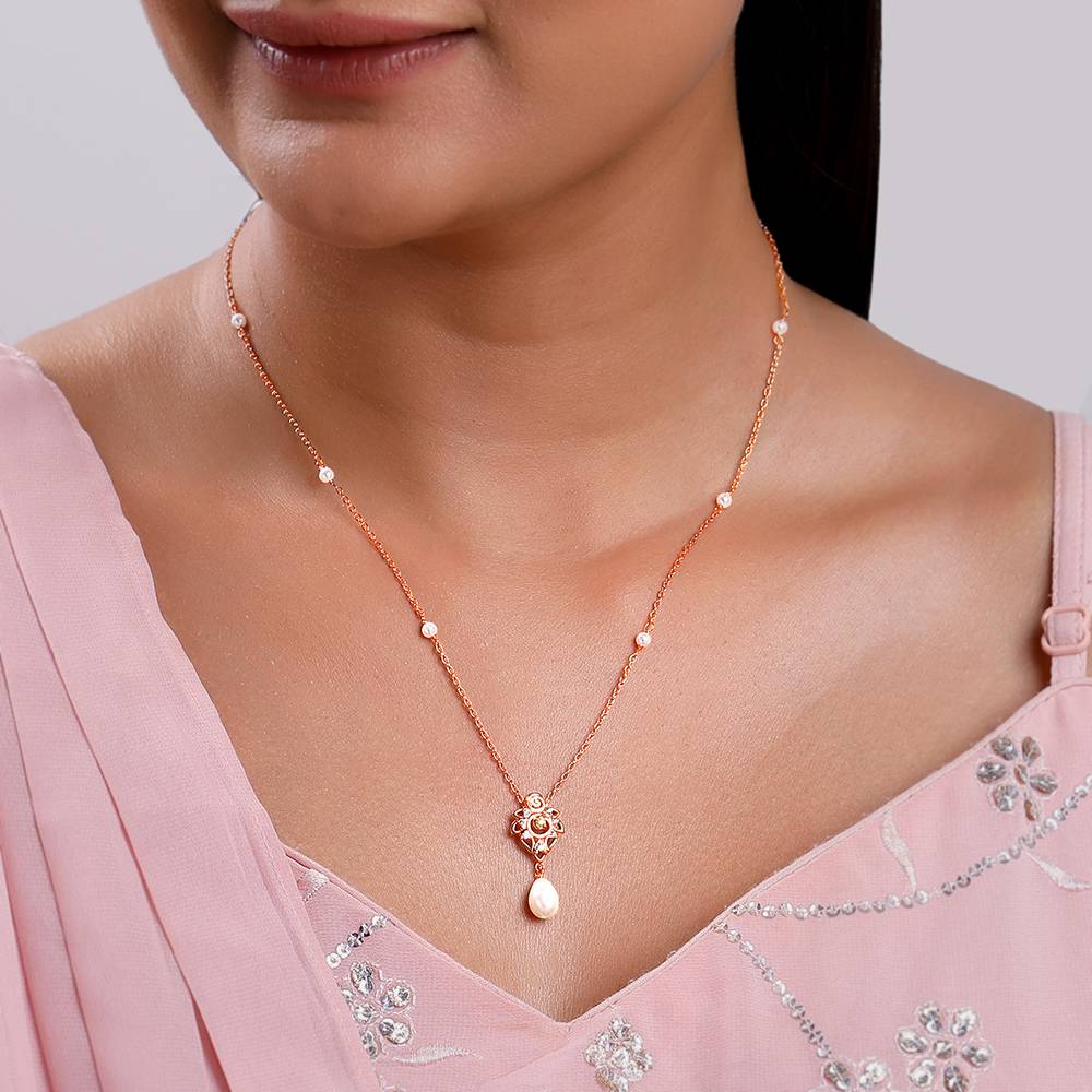 925 Silver Rose Gold Athena Necklace : PD02967