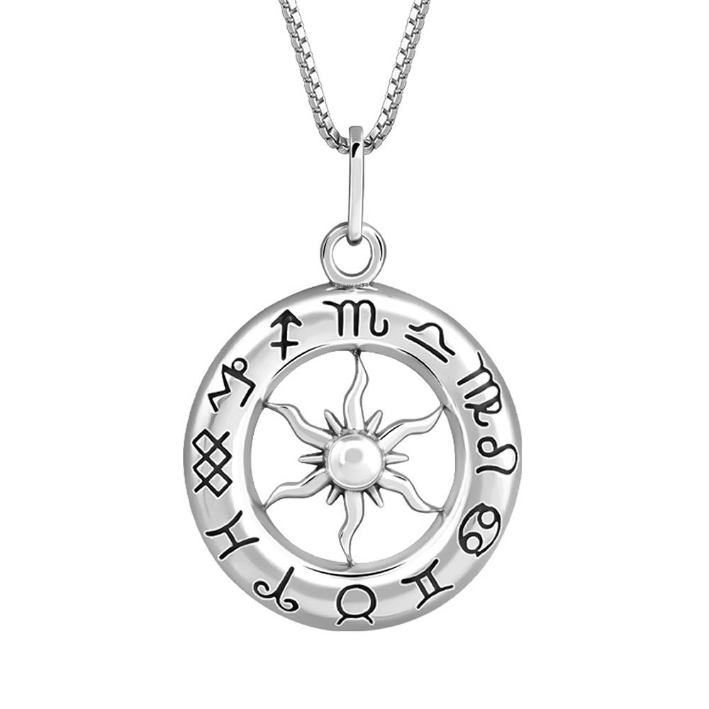 Oxidised Silver Astrohalo Pendant With Box Chain For Him : PD02995