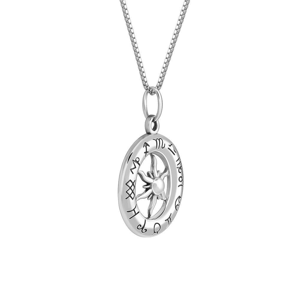 Oxidised Silver Astrohalo Pendant With Box Chain For Him : PD02995
