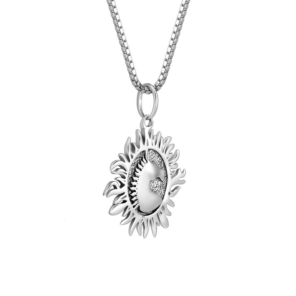 Oxidised Silver Sunborn Horse Pendant With Box Chain For Him : PD02997