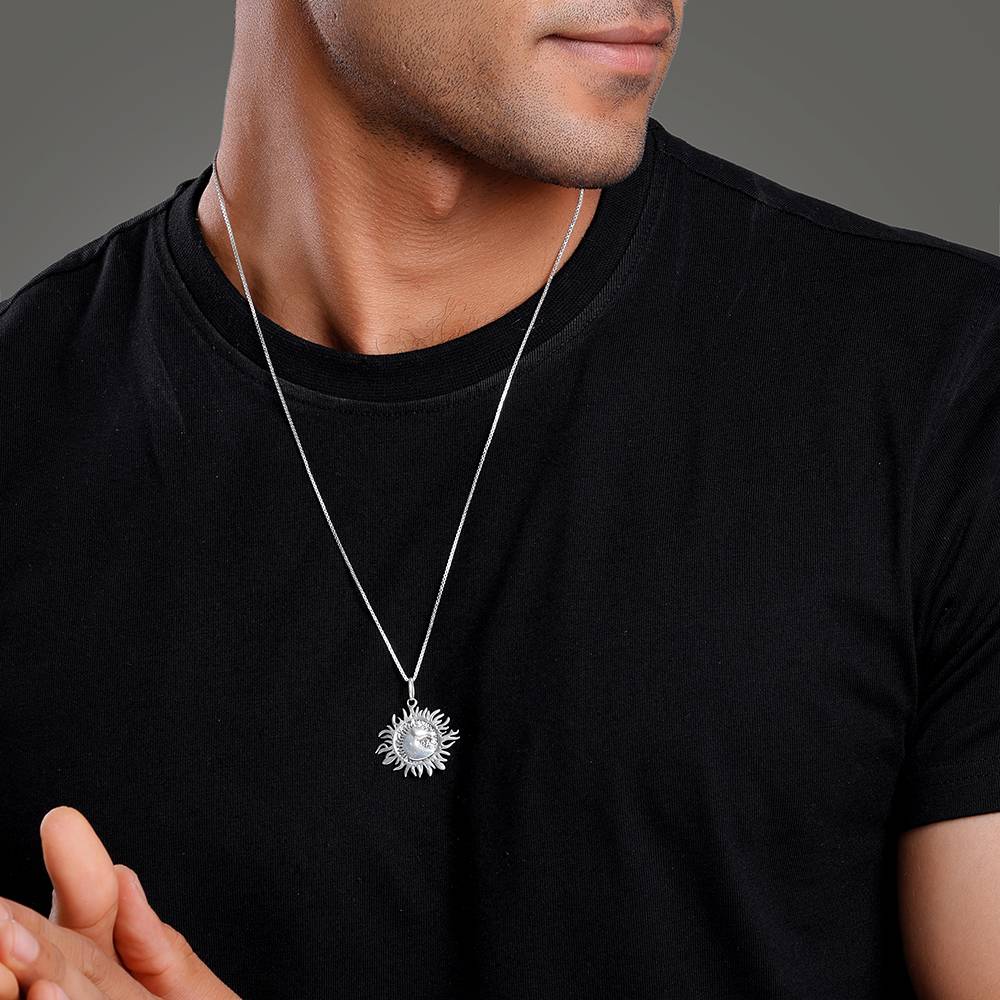 Oxidised Silver Sunborn Horse Pendant With Box Chain For Him : PD02997
