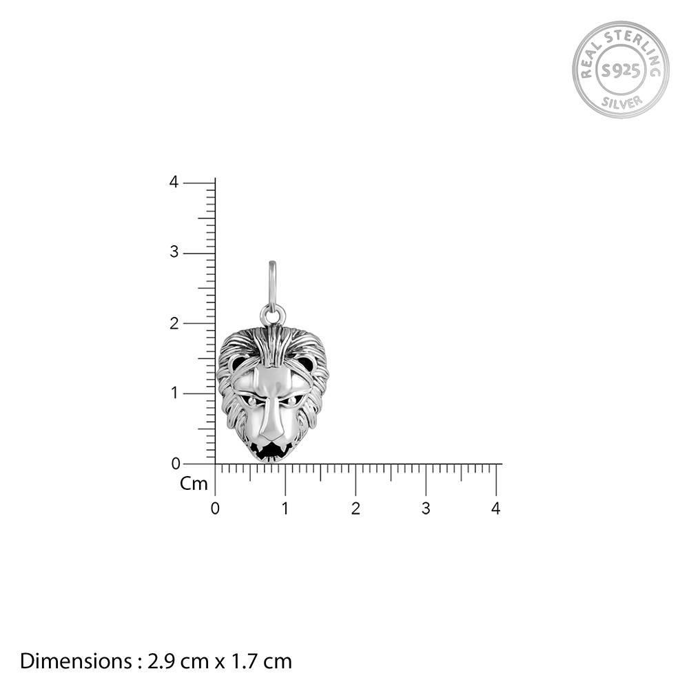 Oxidised Silver Lion Pendant With Box Chain For Him : PD02998