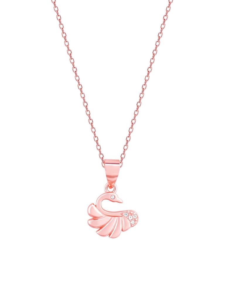 Giva 925 Sterling Silver Rose Gold Graceful Swan Pendant With Link Chain