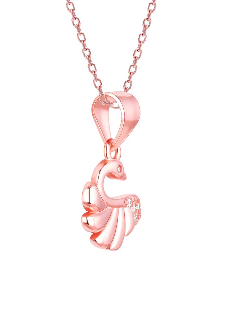 Giva 925 Sterling Silver Rose Gold Graceful Swan Pendant With Link Chain