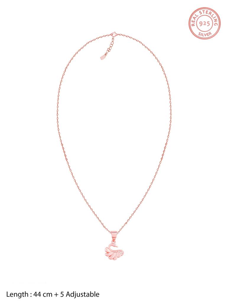 Giva 925 Sterling Silver Rose Gold Graceful Swan Pendant With Link Chain