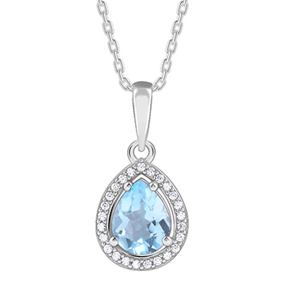 Giva 925 Silver Blue Topaz Pendant With Link Chain : PD03043