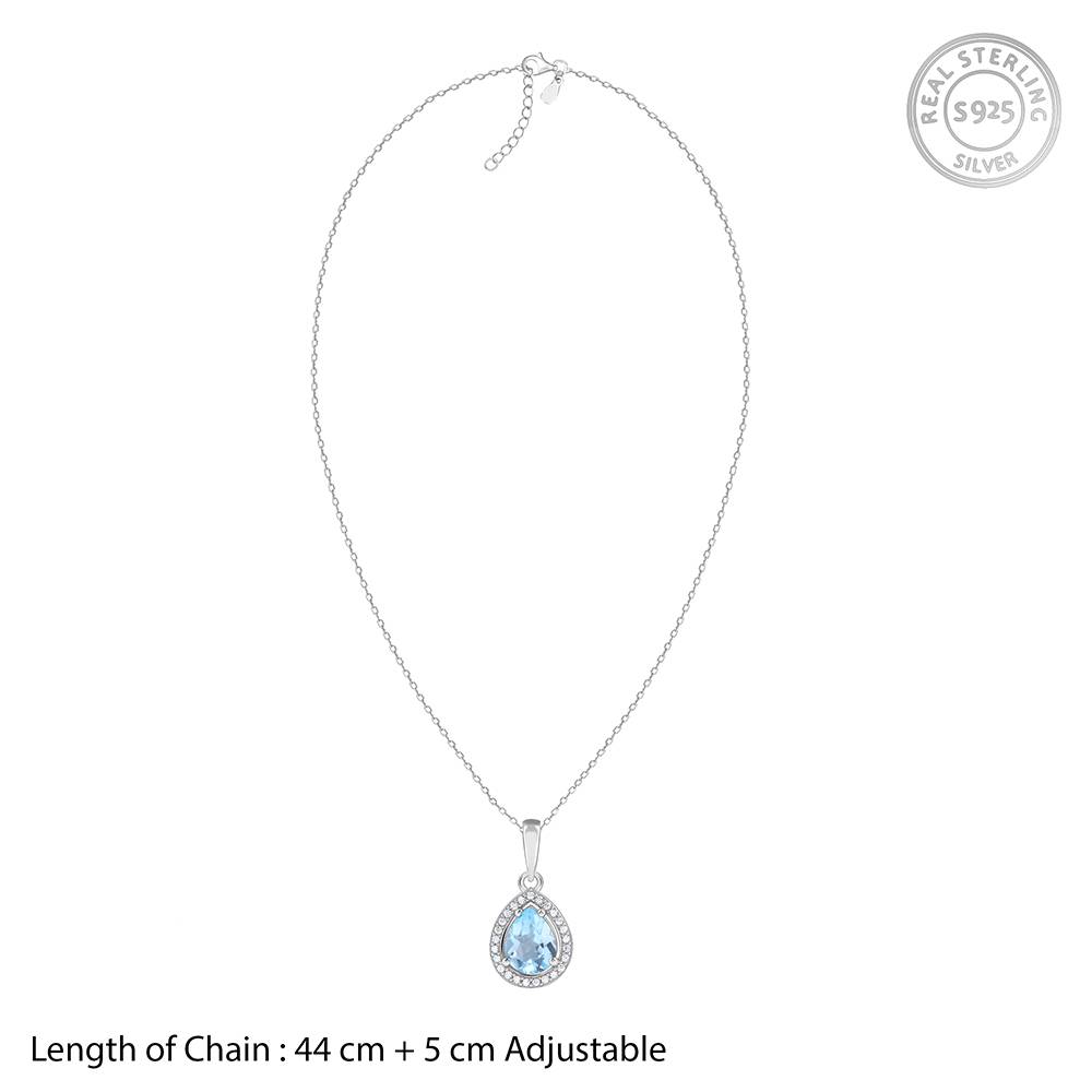 Giva 925 Silver Blue Topaz Pendant With Link Chain : PD03043