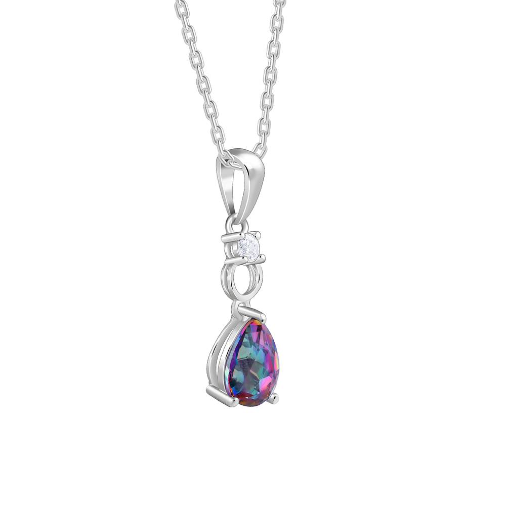 925 Silver Mystic Topaz Pendant With Link Chain| Necklace To