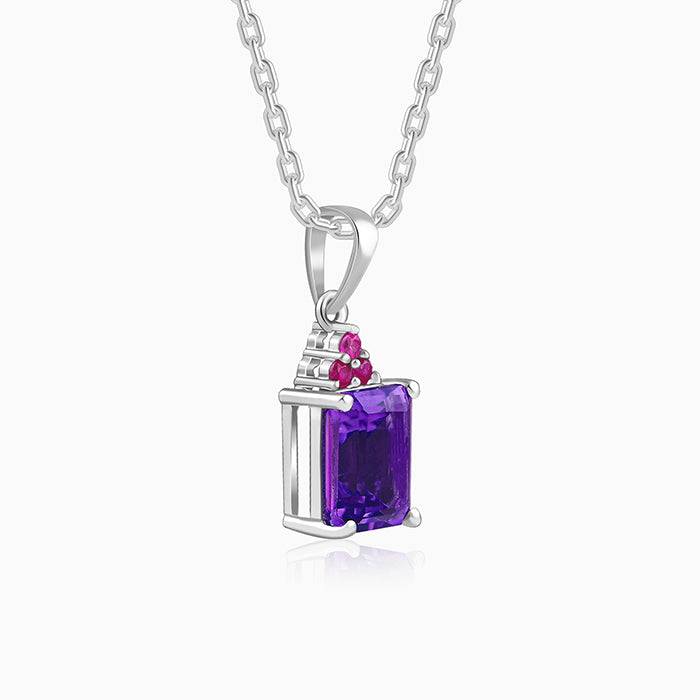 925 Silver Amethyst Pendant With Link Chain| Necklace To Gift Women & Girls : PD03047