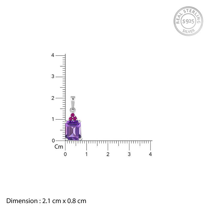 925 Silver Amethyst Pendant With Link Chain| Necklace To Gift Women & Girls : PD03047