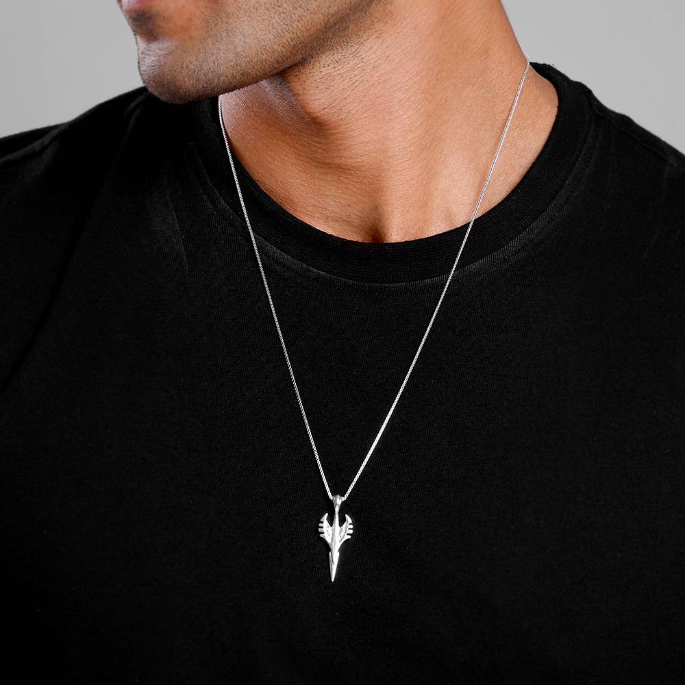 Oxidised Silver Phantom Edge Pendant With Box Chain For Him : PD03053