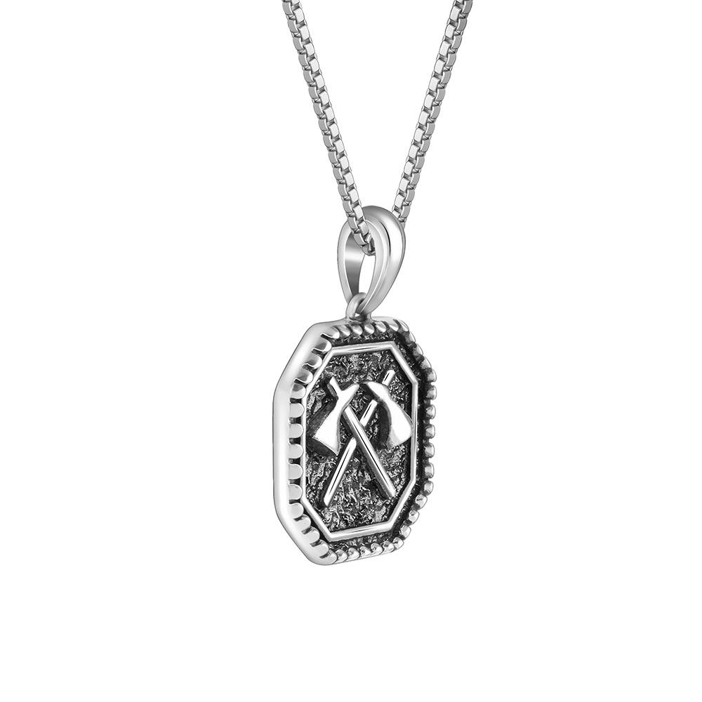 Oxidised Cyber Shard Pendant With Box Chain For Him : PD03054