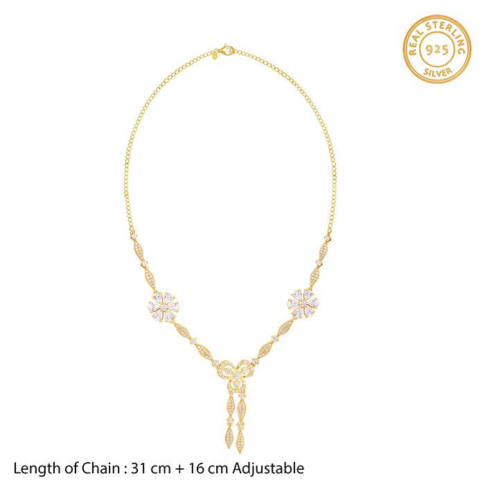 925 Silver Golden Aurora Elegance Necklace| Pendant To Gift Women & Girls : PD03087