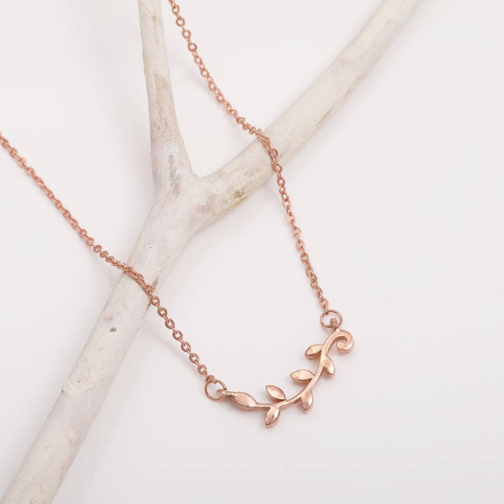Rose Gold Minimal Leaf Pendant : PD0342