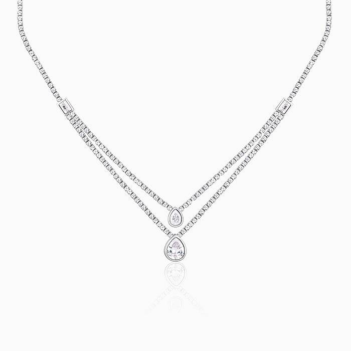 Anushka Sharma Silver Layered Drop Necklace : PD0353