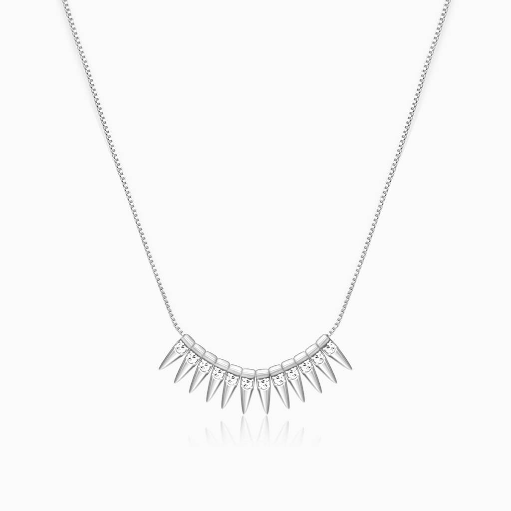 Silver Studded Spikes Necklace : PD0355