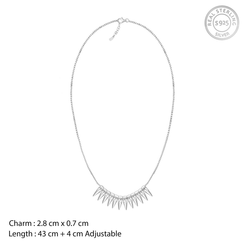 Silver Studded Spikes Necklace : PD0355