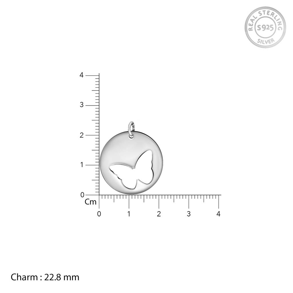 Silver Hollow Butterfly Disc Pendant : PD0356