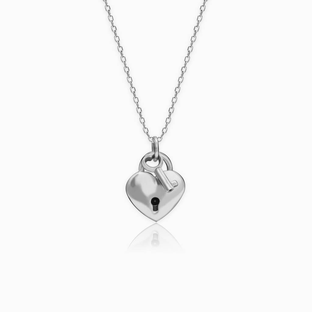 Silver Heart Lock Pendant : PD0358