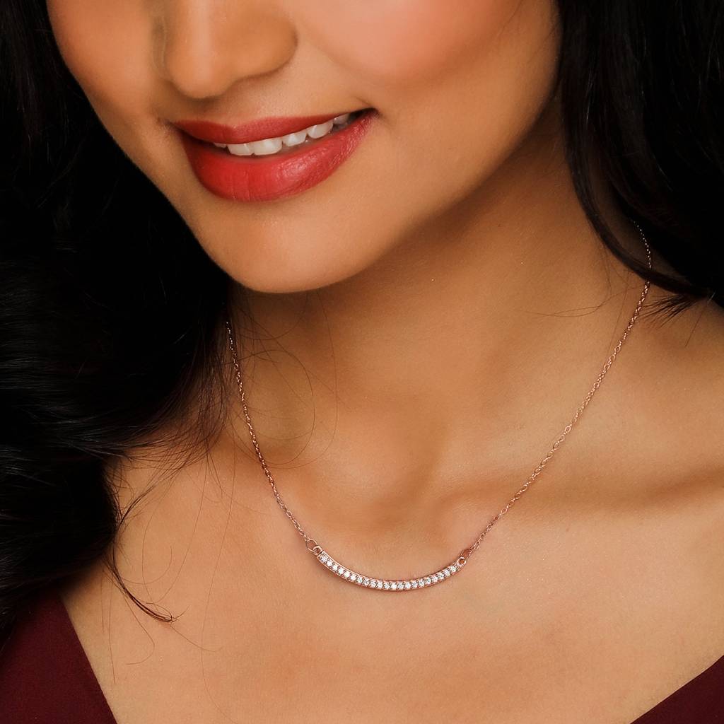 Rose Gold Zircon Arc Necklace : PD0360