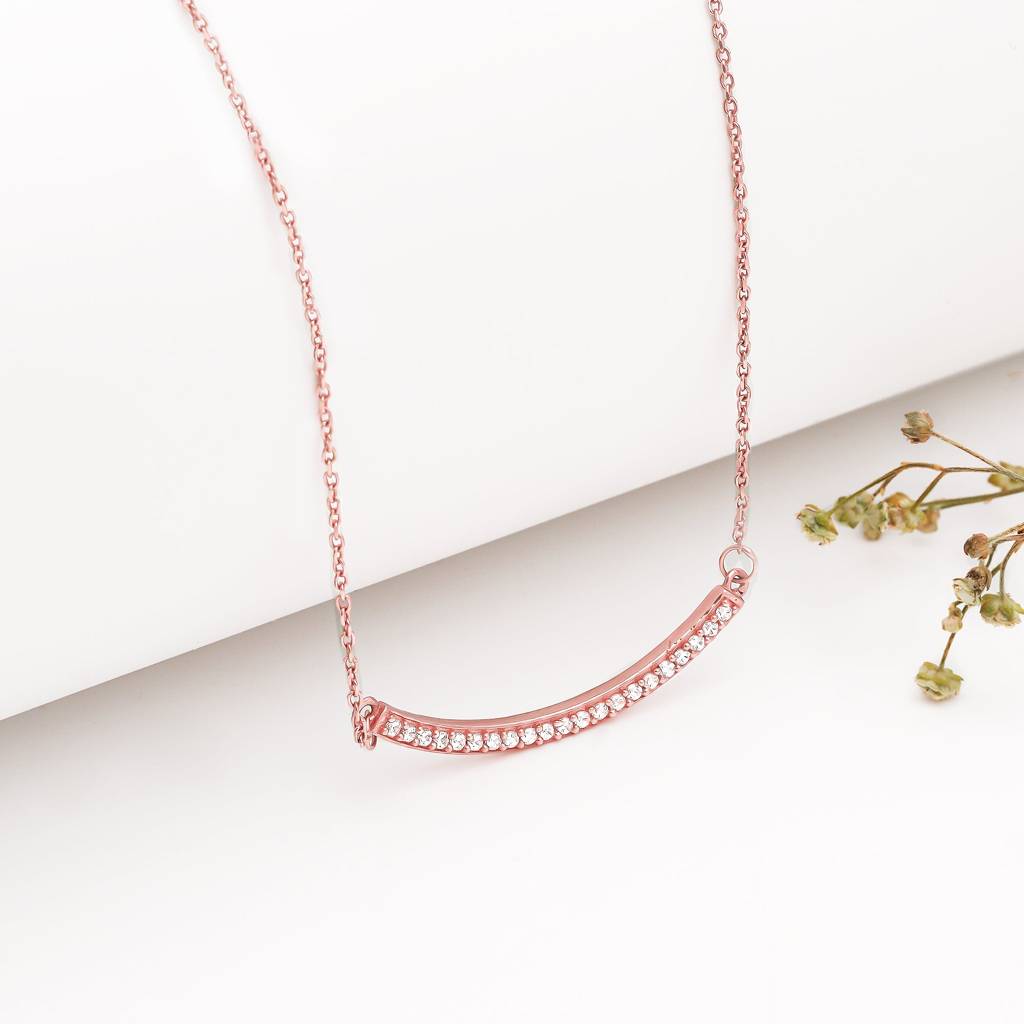 Rose Gold Zircon Arc Necklace : PD0360
