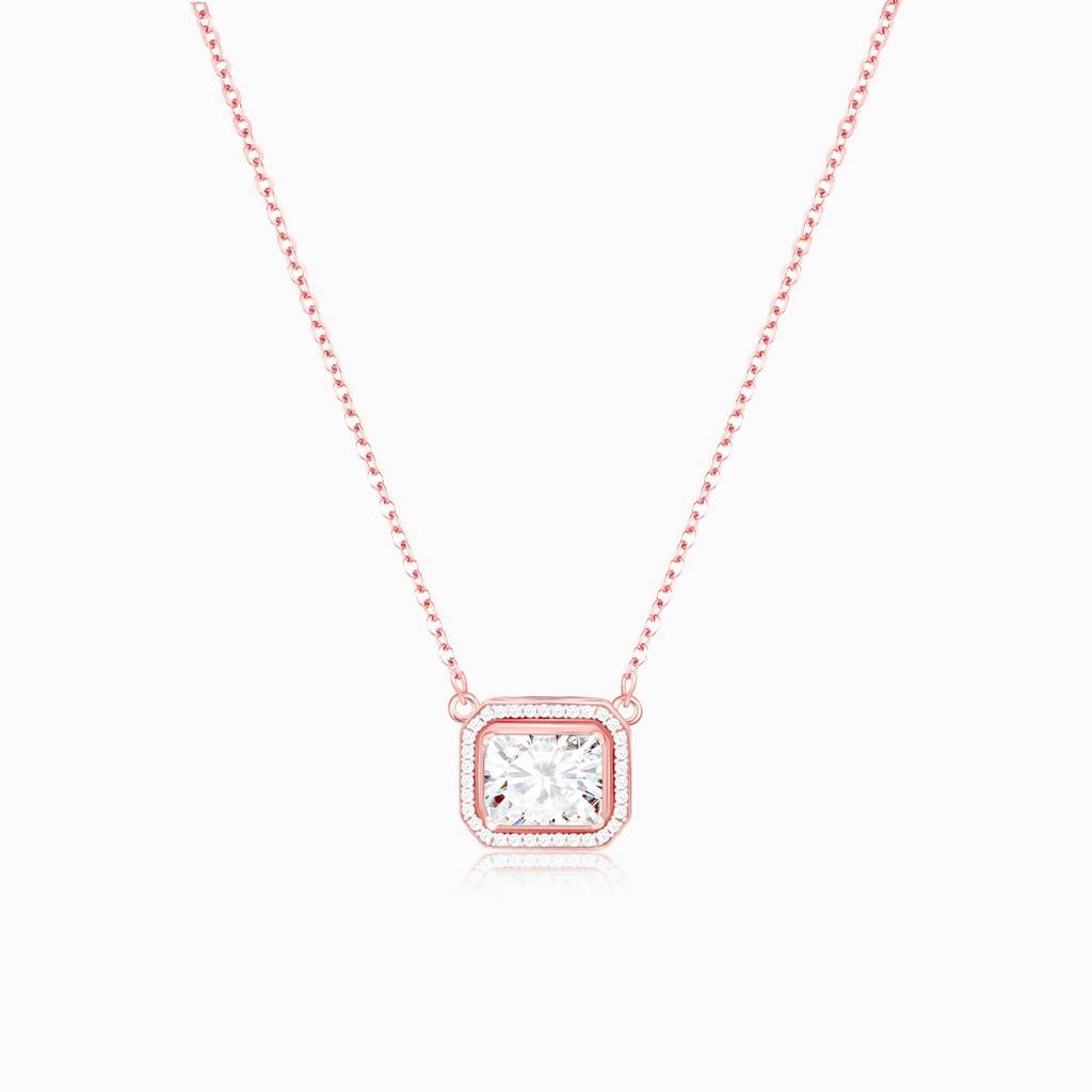 Rose Gold Studded Baguette Necklace : PD0361