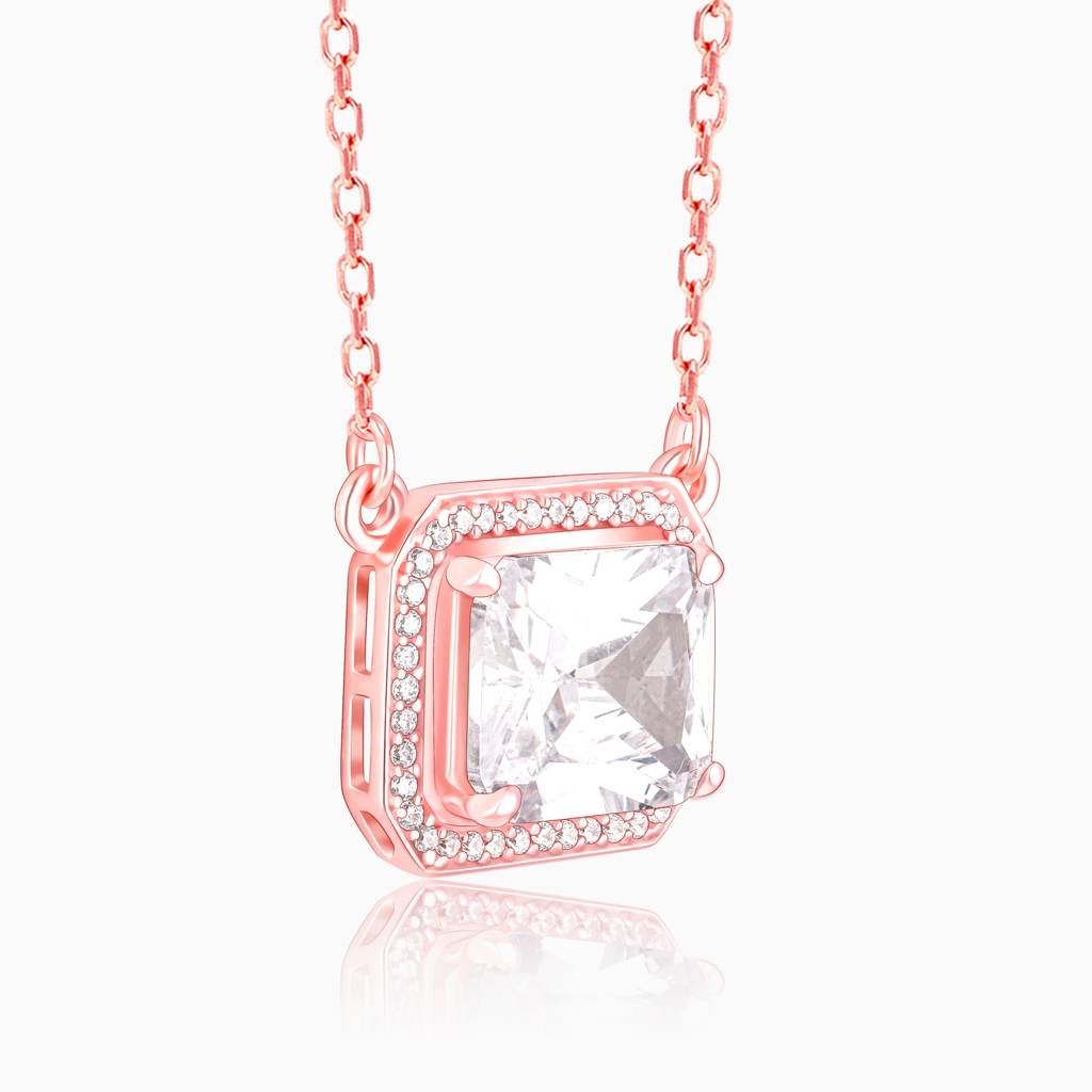 Rose Gold Studded Baguette Necklace : PD0361