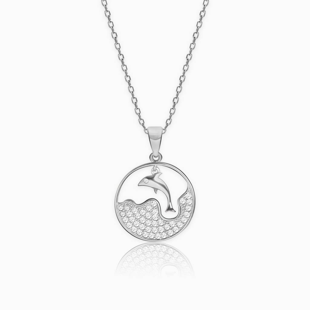 Silver Dancing Dolphin Pendant : PD0369