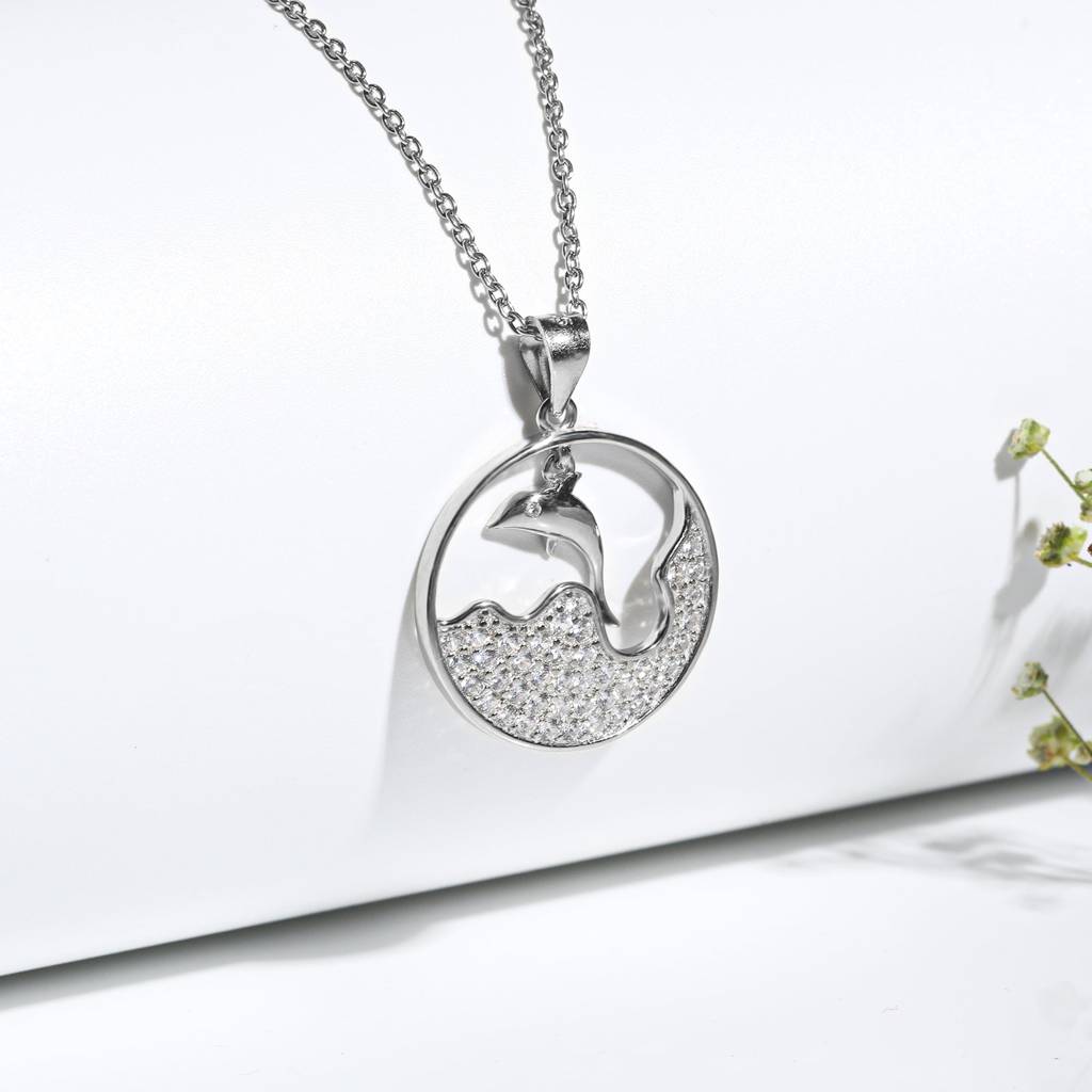 Silver Dancing Dolphin Pendant : PD0369