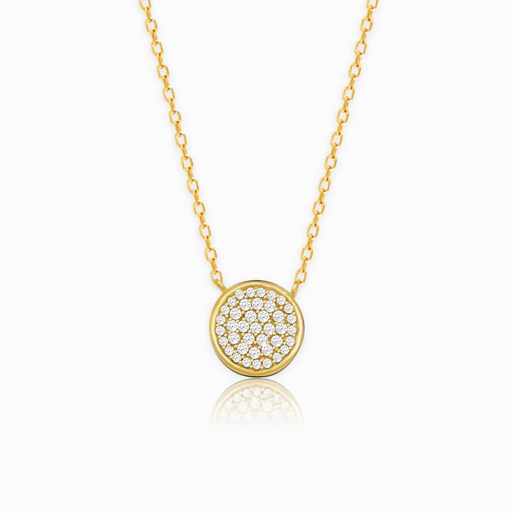 Golden Studded Disk Necklace : PD0371