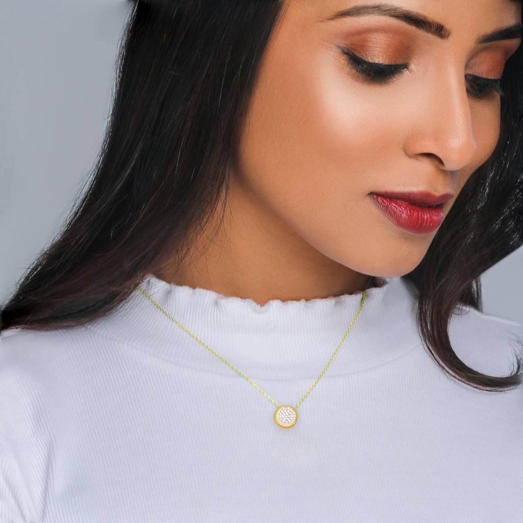 Golden Studded Disk Necklace : PD0371