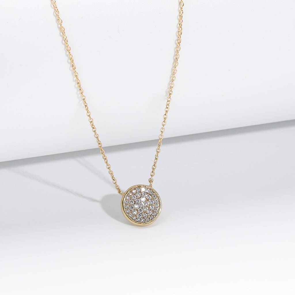 Golden Studded Disk Necklace : PD0371