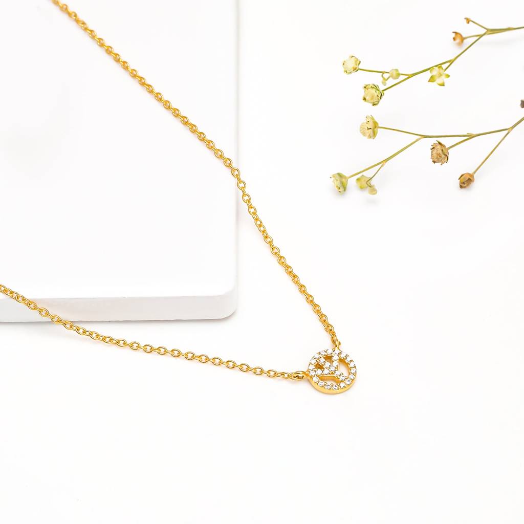 Golden Studded Peace Necklace : PD0385