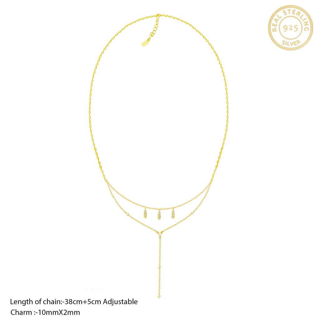 Golden Double Layered Small Charm Drop Necklace : PD0386