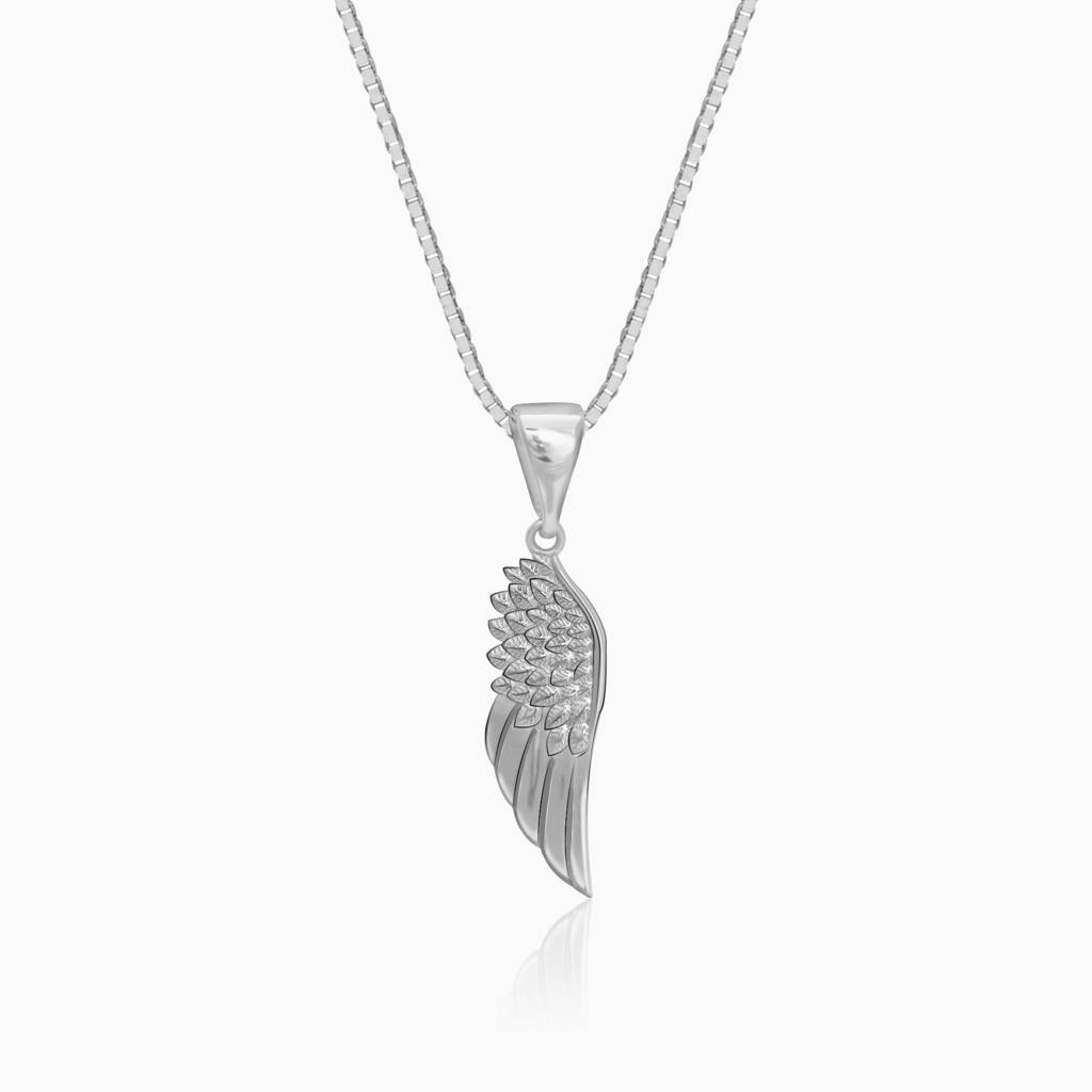 Silver Bold Wing Pendant With Box Chain For Him : PD0391