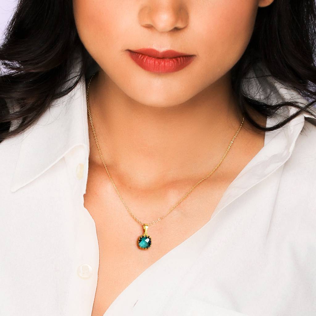 Golden Teal Chalcedony Pendant : PD0402