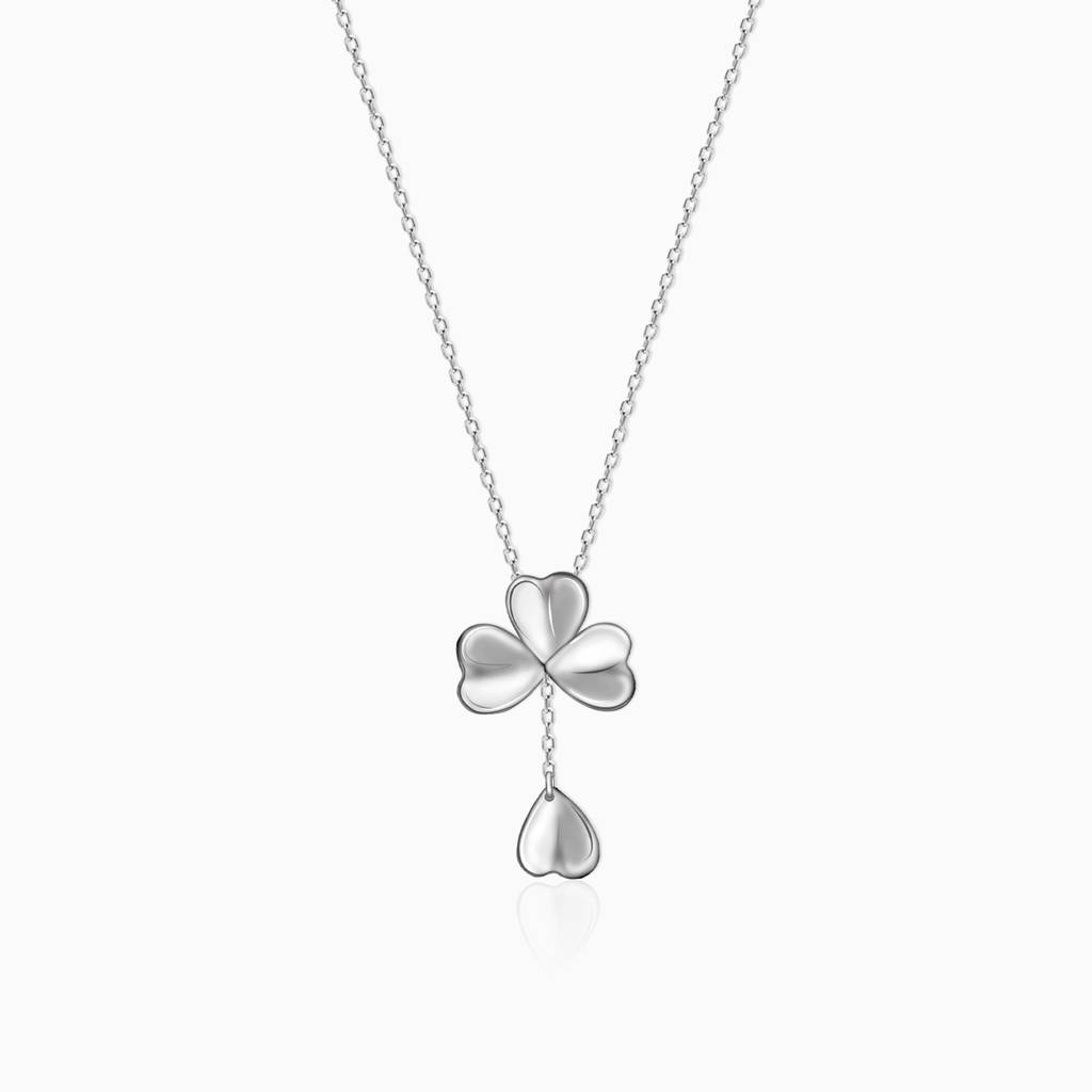 Silver Falling Petal Y-Drop Necklace : PD0429