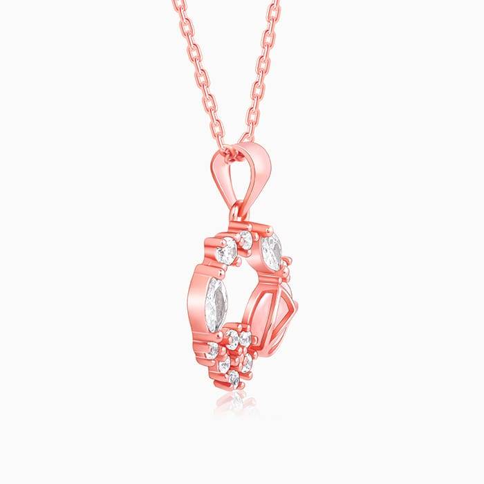 925 Silver Rose Gold Drop Wreath Pendant With Link Chain : PD0434