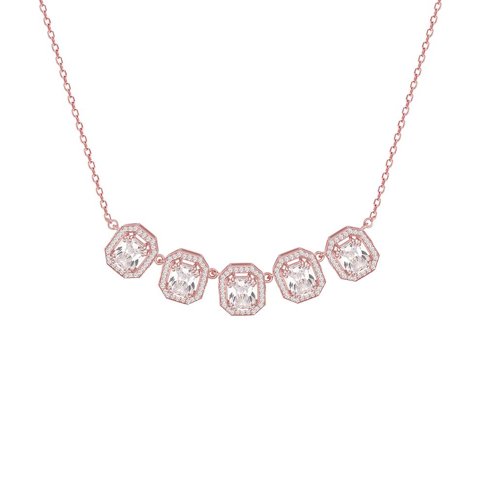 Silver Rose Gold Baguette Bunch Necklace : PD0449